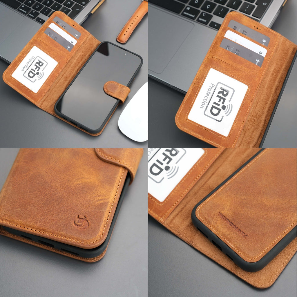 Casper Leather iPhone 15 Plus Wallet Case | Detachable MagSafe Compatible RFID Protection