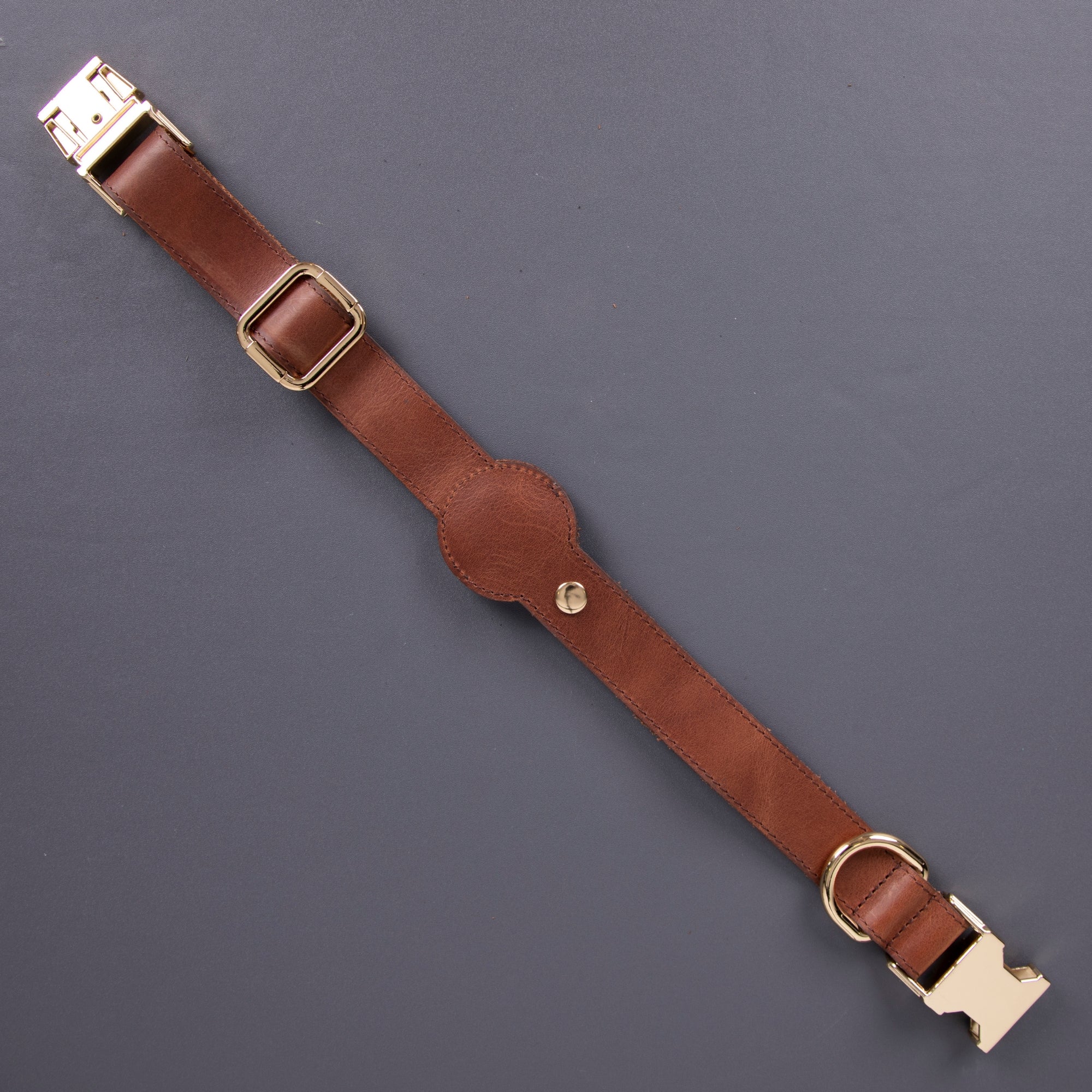 Charlotte Handcrafted Calfskin Leather Dog Collar - Compatible with AirTag