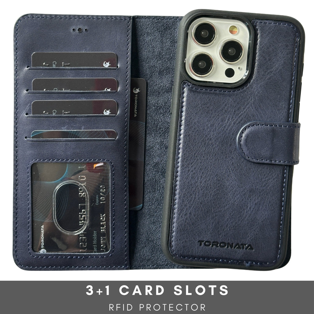 Vegas Premium Leather iPhone 15 Wallet Case with MagSafe | Detachable RFID Blocking Luxury Wallet