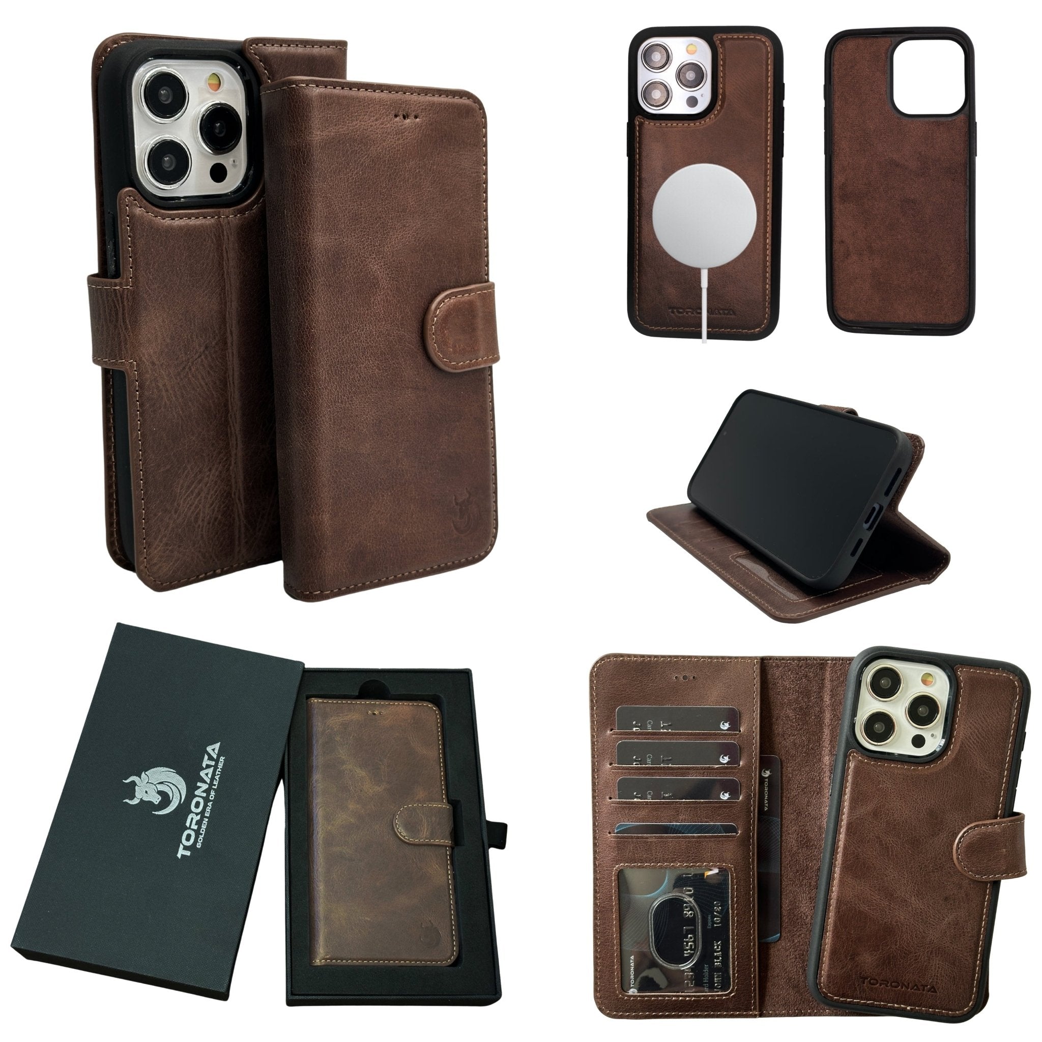 Vegas Premium Leather iPhone 15 Wallet Case with MagSafe | Detachable RFID Blocking Luxury Wallet