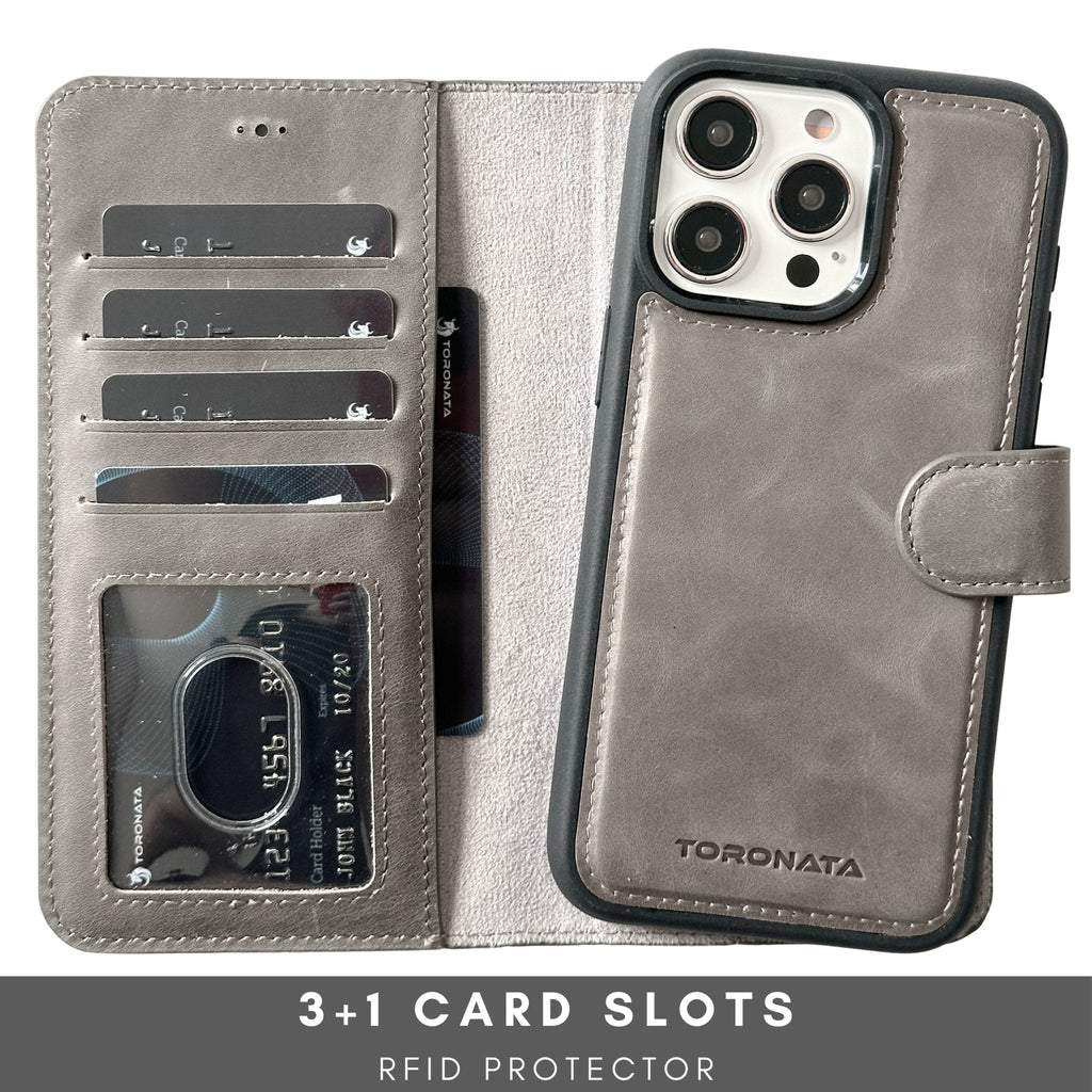 Vegas Premium Leather iPhone 15 Wallet Case with MagSafe | Detachable RFID Blocking Luxury Wallet